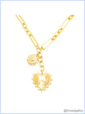 18K Gold Plated Heart Sun Pendant Choker Necklace Hip Hop Charm Waterproof